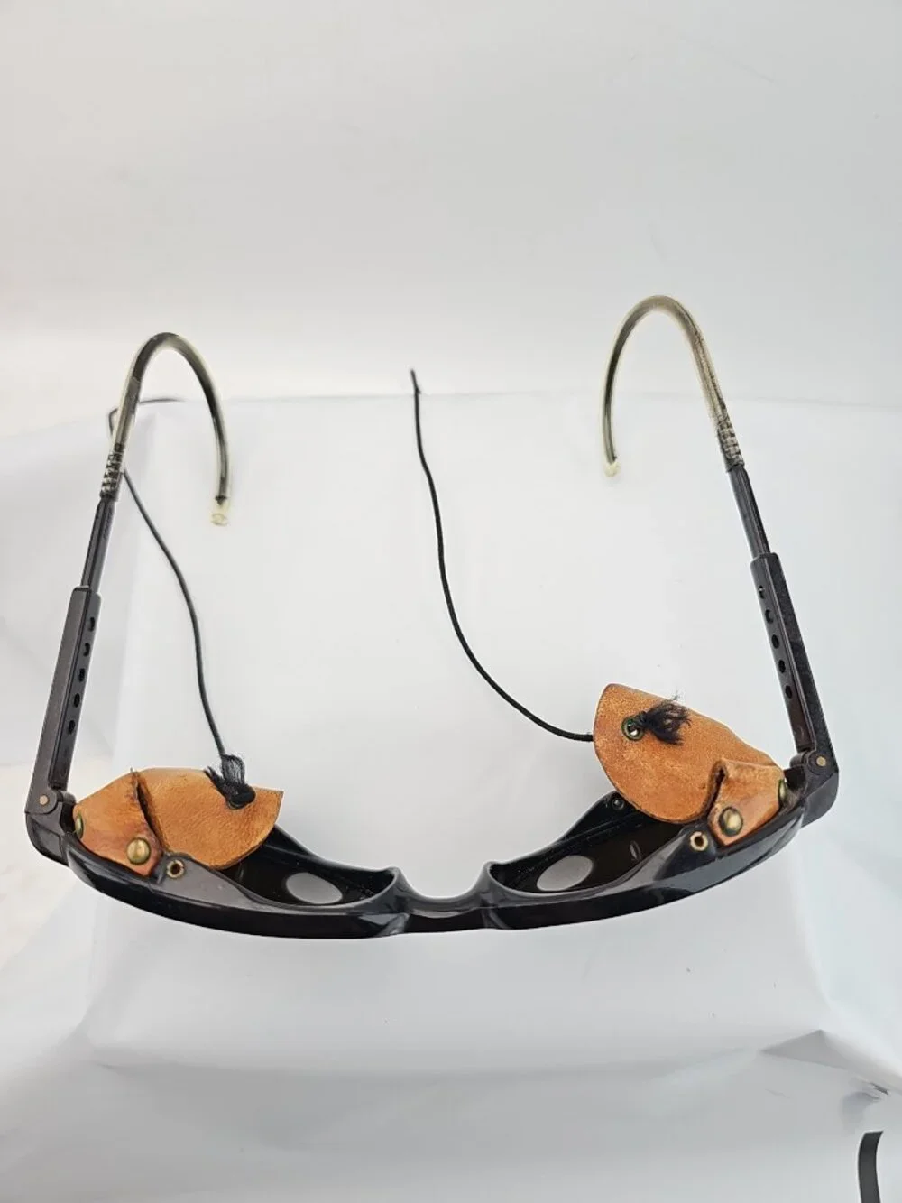 Vintage Bolle Leather Shield Glacier Sunglasses